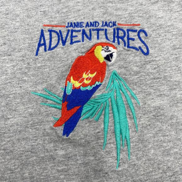 Janie & Jack Boy's Grey Adventures Parrot Macaw Embroidered SS Tee Size 18-24M - Picture 2 of 5